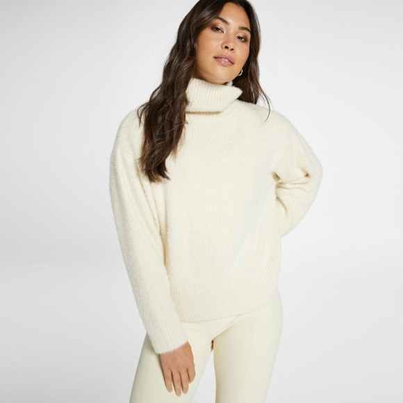 Calia Turtleneck Ivory White Eyelash Sweater Chantilly | Poshmark