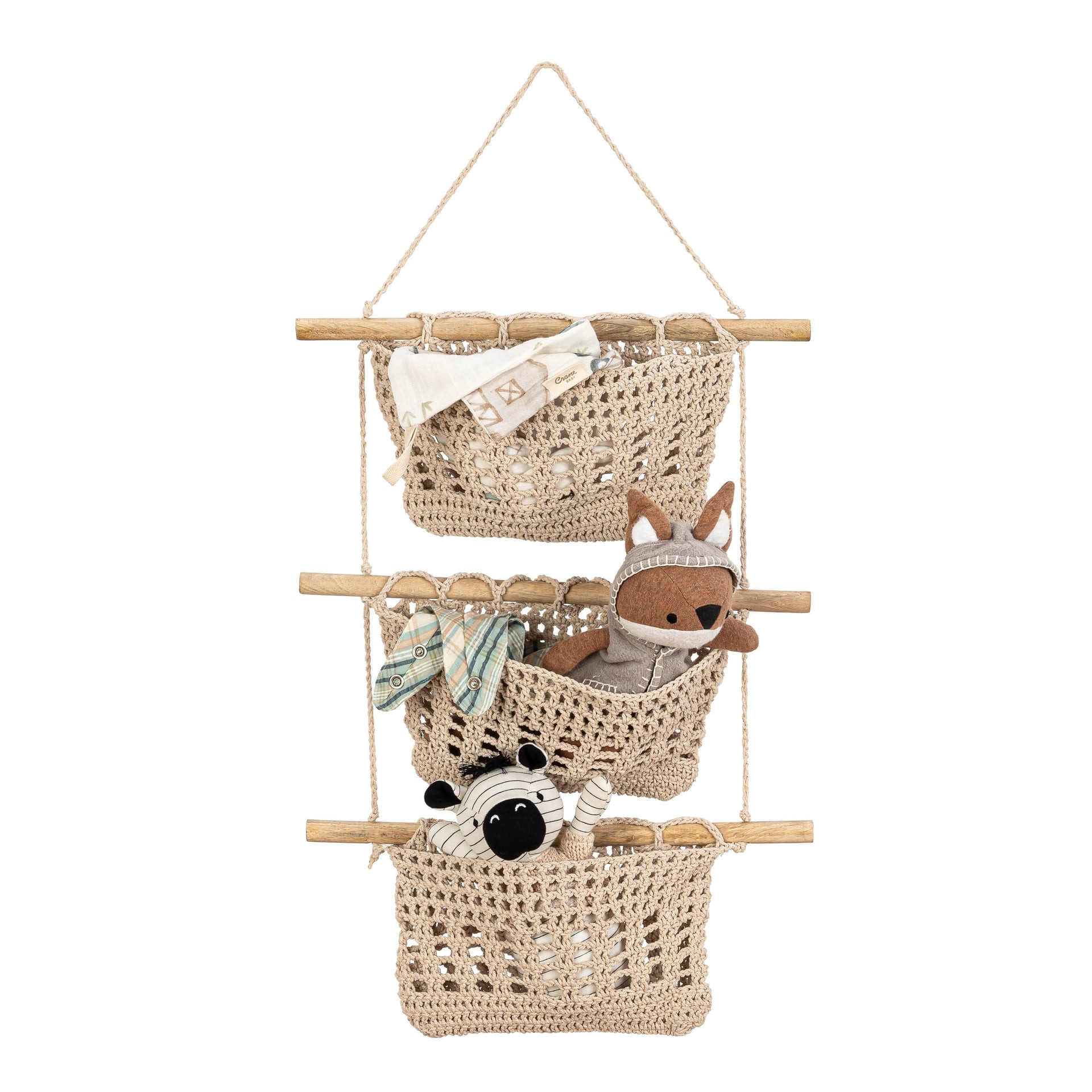 Farmhouse 3 Tier Hanging Macrame Baskets | Crane Baby | Crane Baby