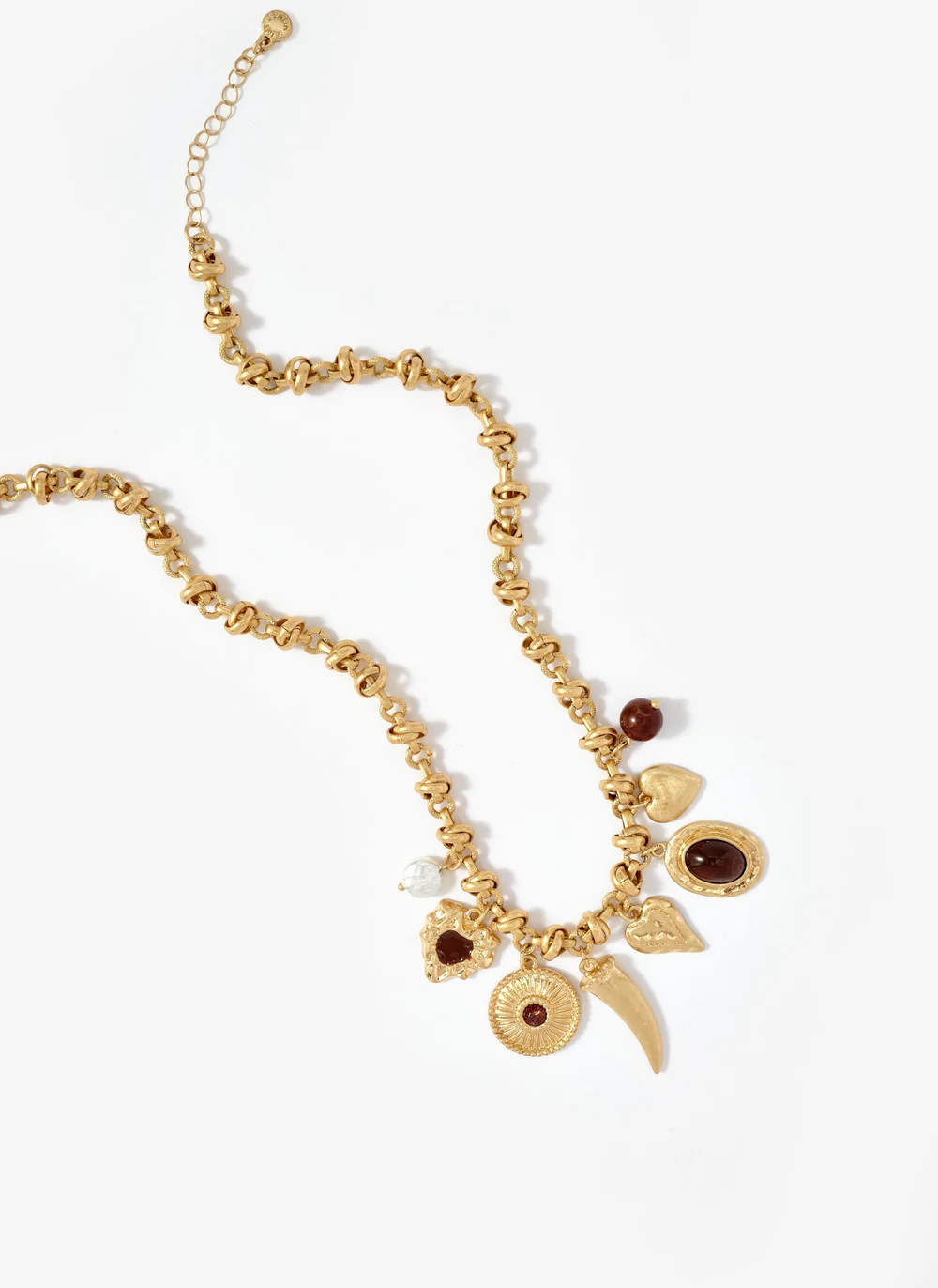 Gold Tone Statement Charm Necklace | Mint Velvet