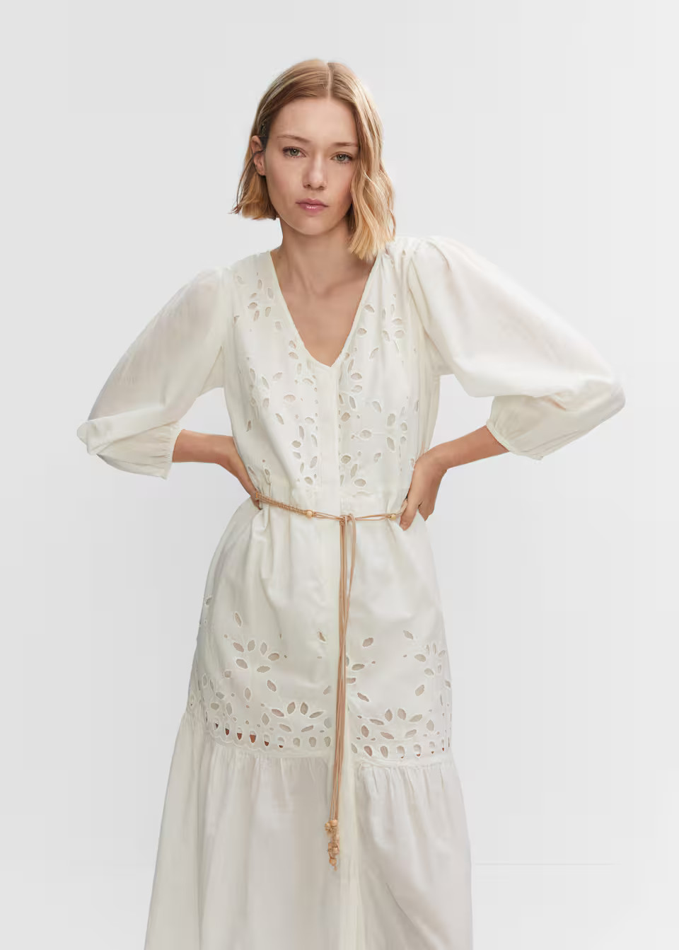 Openwork detail shirt dress | MANGO (US)