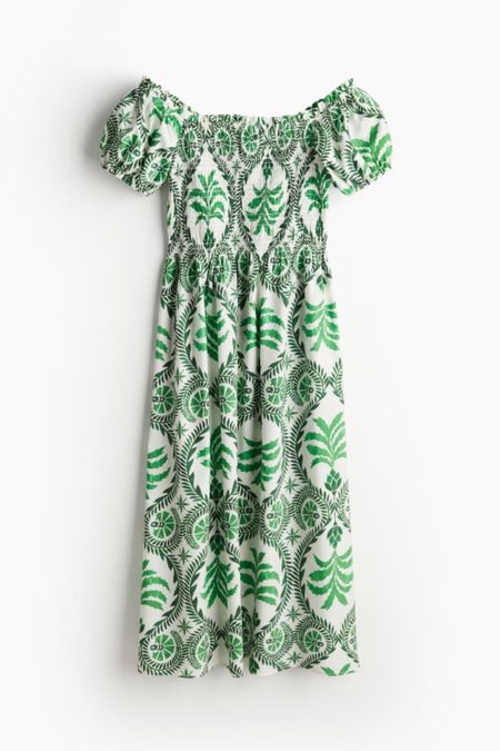 Palm print smocked midi dress 

#LTKfindsunder50 #LTKstyletip #LTKSeasonal