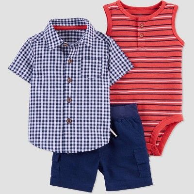 Baby Boys' 3pc Top & Bottom Set - Just One You® made by carter's Red/Navy | Target
