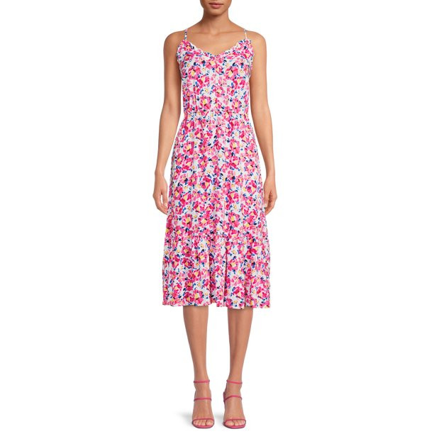 Time and Tru Women’s Tiered Midi Dress | Walmart (US)