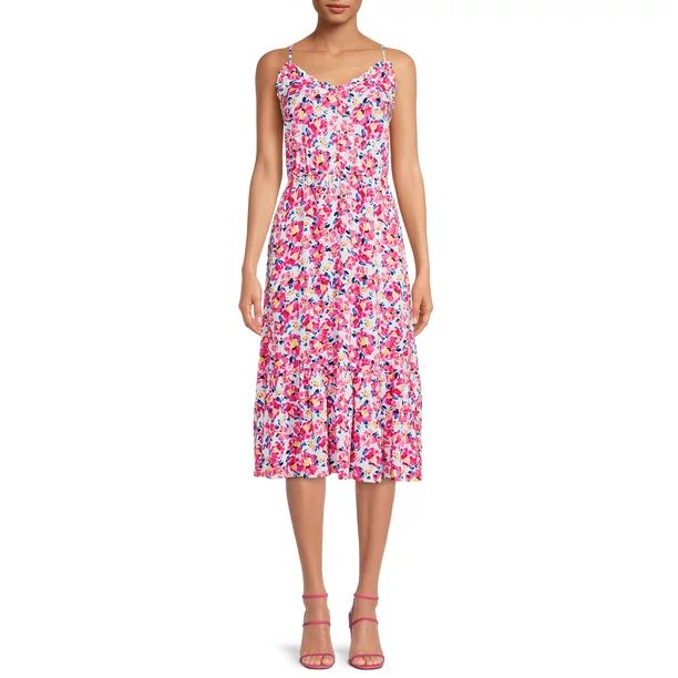 Time and Tru Women’s Tiered Midi Dress | Walmart (US)