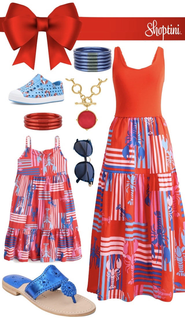 Mom and daughter summer dresses / coordinating dresses / family outfits / nautical preppy dresses that can be for moms and daughters and worn over 4th of July weekend. Lobster print dress / red, white and blue outfit

#LTKootd #LTKmomlife #LTKKids