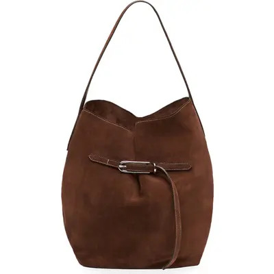LIFFNER Large Belted Suede Bucket Bag in Dark Brown at Nordstrom | Nordstrom