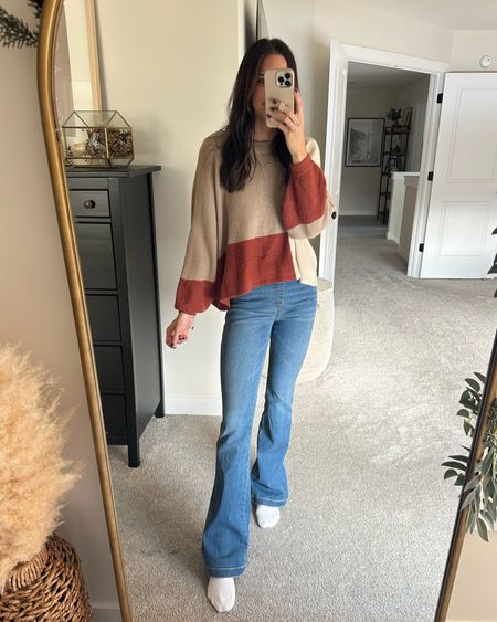 Sweater: true to size (S) 
Spanx flare jeans: tts (S) 5’7” 

Miranda Frye code STYLED

#LTKunder100 #LTKsalealert #LTKCyberweek