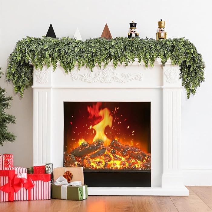 6 Ft Cedar Christmas Garland, Faux Real Touch Greenery Pine Garland for Indoor, Table, Mantel, Wa... | Amazon (US)