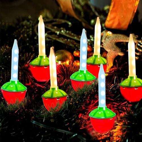 Christmas Bubble Lights Plug in, 7.5Ft Vintage Christmas String Light Outdoor with 8 LED Red Green Bubble Lights Glow Twinkling Warm White for Holiday Party Fireplace Garden Tree Pathway Decorations | Amazon (US)