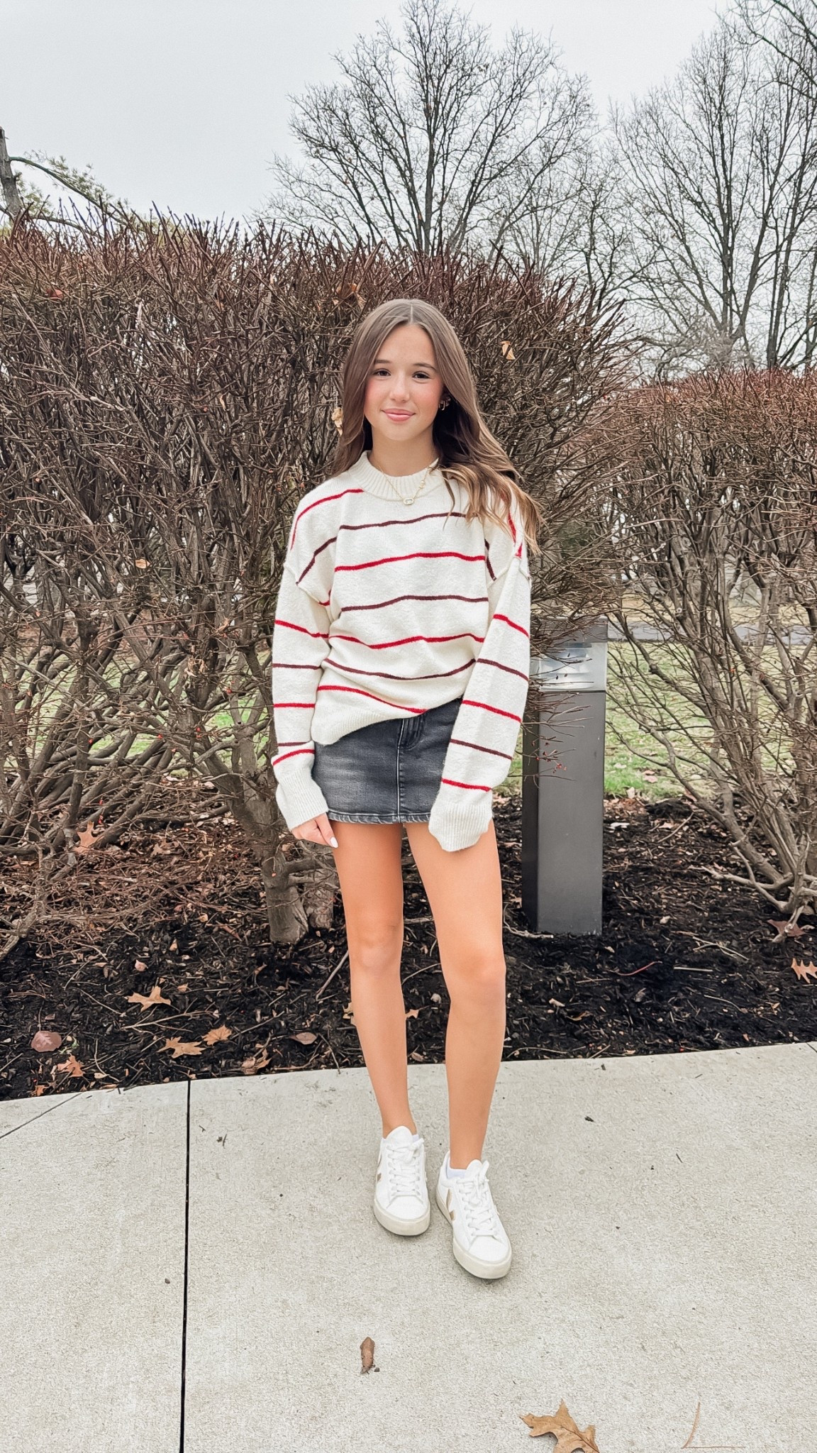 Drew is 13. XXS sweater 
XS black skort 
Vans 
Tween style. Teen style  

#LTKSeasonal #LTKootd