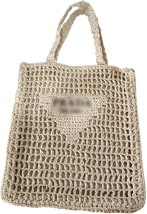 Weiwu Handmade Straw Bag,Travel Beach Fishing Mesh Bag, Straw Woven Bag Female Pastoral Style Wea... | Amazon (US)