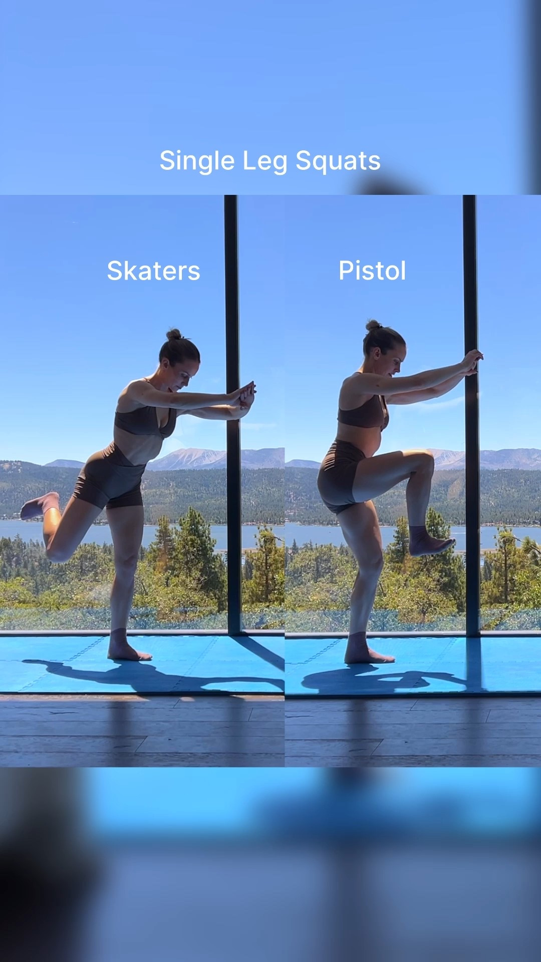 Tutorial: How to single leg squat - full length video on YouTube (Search: Jaclyn Wood How to Single Leg Squat)

Soft summer brown activewear set and blue puzzle mats to workout on are all from Amazon.

#LTKStyleTip #LTKActive #LTKHome