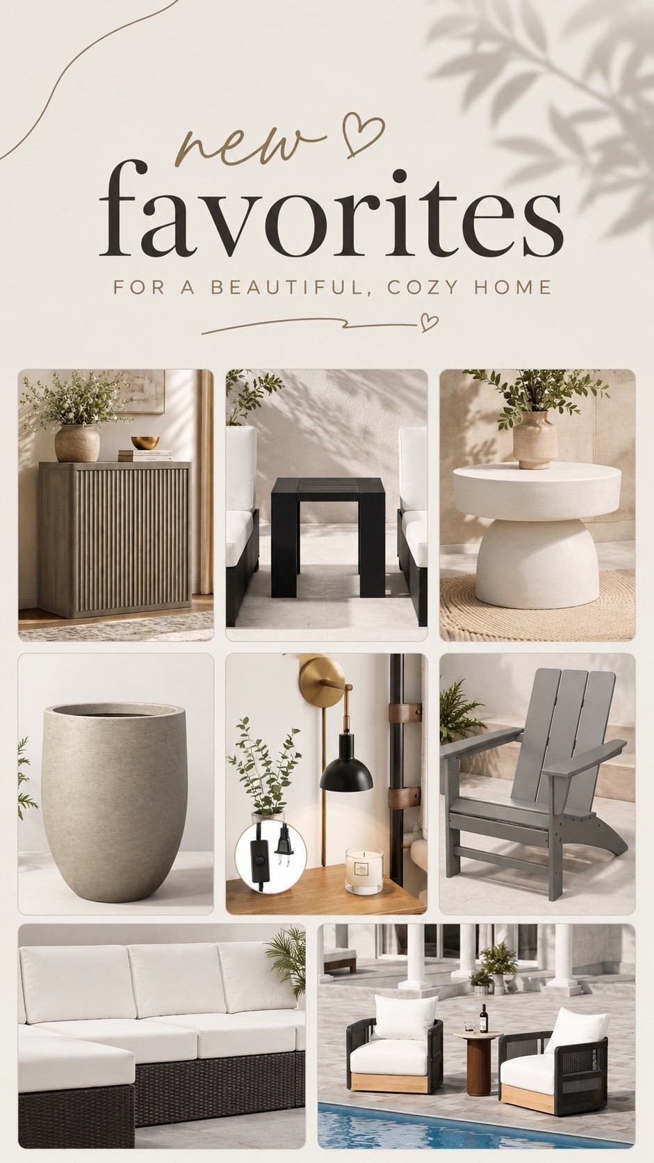 Neutral Outdoor + Home Finds

A mix of cozy neutral home and patio finds I’m loving lately. These pieces have that elevated designer look with warm textures, soft tones, and modern organic style perfect for indoors and out. From statement furniture to affordable accents, these are all pieces that instantly make a space feel more custom and curated.

#LTKHome #LTKSaleAlert