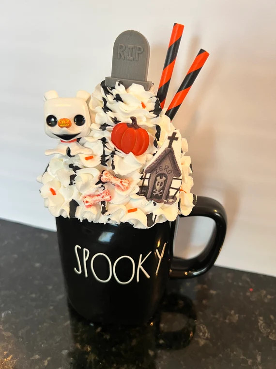 Halloween Ghost Dog Faux Whip Cream Mug Tooper | Etsy (US)