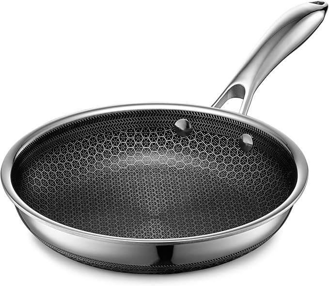 HexClad Hybrid Nonstick Frying Pan, 8-Inch, Stay-Cook Handle, Dishwasher and Oven Safe, Induction... | Amazon (US)