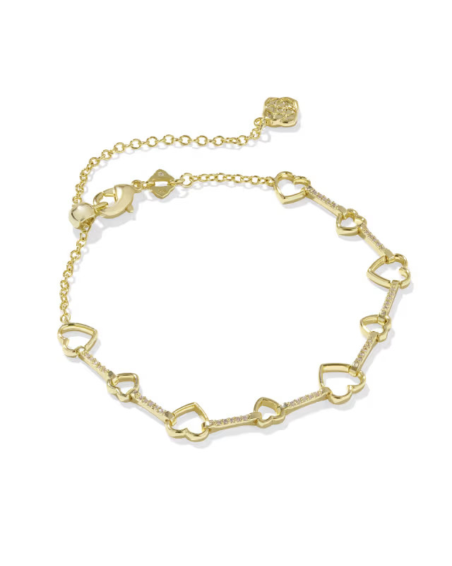 Haisley Heart Gold Delicate Chain Bracelet in White Crystal | Kendra Scott | Kendra Scott