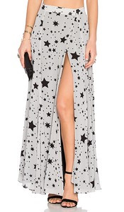 Lovers + Friends x REVOLVE Hydra Gray Black Star Print Wrap Maxi Skirt Sz Small  | eBay | eBay US