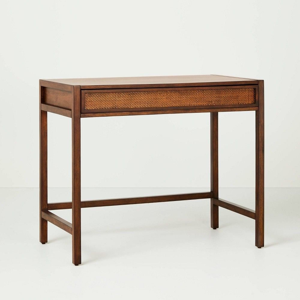 Wood & Cane Transitional Writing Desk Brown - Hearth & Hand with Magnolia | Target