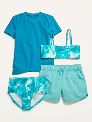 4-Piece Bandeau Swim Set for Girls | Old Navy (US)