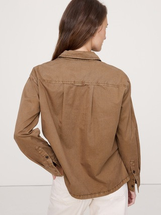 OVERSIZED COTTON TWILL POPOVER SHIRT | Banana Republic (US)