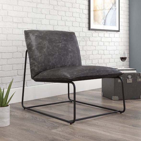 North Avenue Accent Chair Black Faux Leather- Sauder | Target