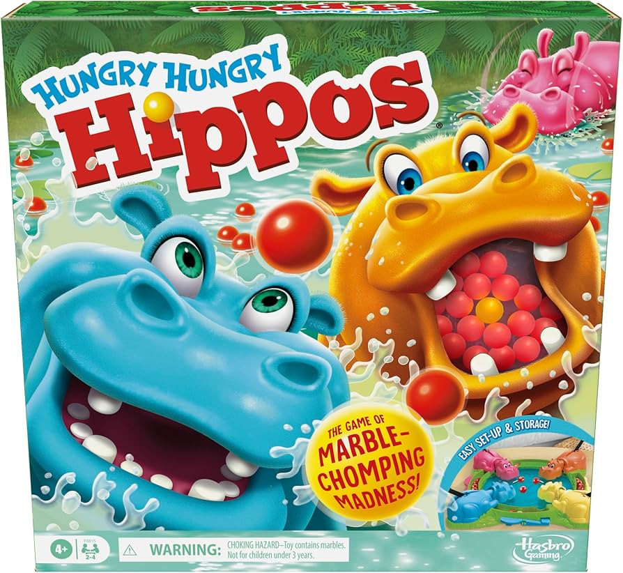 Hasbro Gaming Hungry Hungry Hippos Juego para preescolares | Relanzamiento instantáneo de mármo... | Amazon (US)