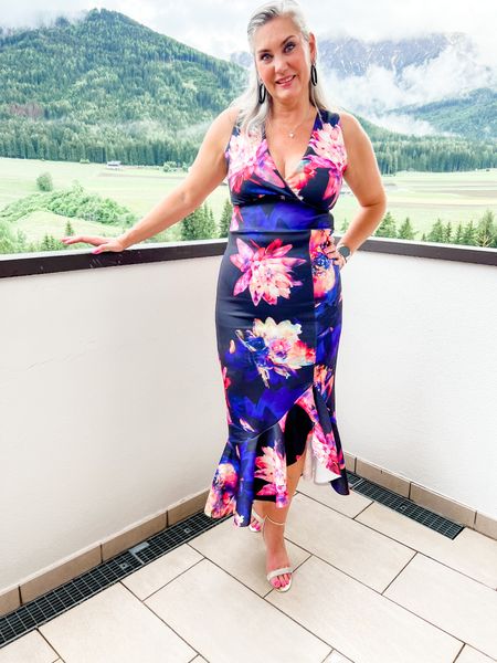 Birthday dress! I chose this beautiful floral ruffle dress to celebrate my 45th. It’s a made out of thick, stretchy fabric that kind of smooths you out. I wear size EU42 or UK14. 

The gold diamanté heeled sandals are comfortable to walk in and fit tts. 



#LTKstyletip #LTKwedding #LTKeurope