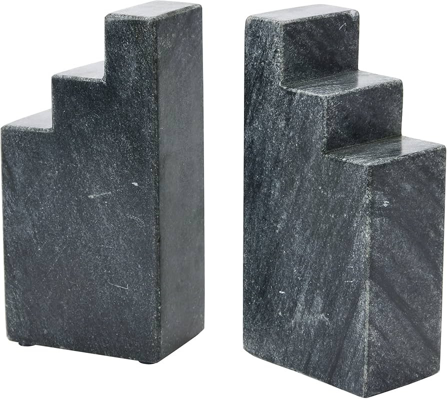 Main + Mesa Geometric Marble Bookends, Black, Set of 2 | Amazon (CA)