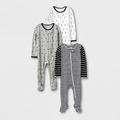 Baby 3pk Long Sleeve Pajama - Cloud Island™ Black/White/Gray | Target