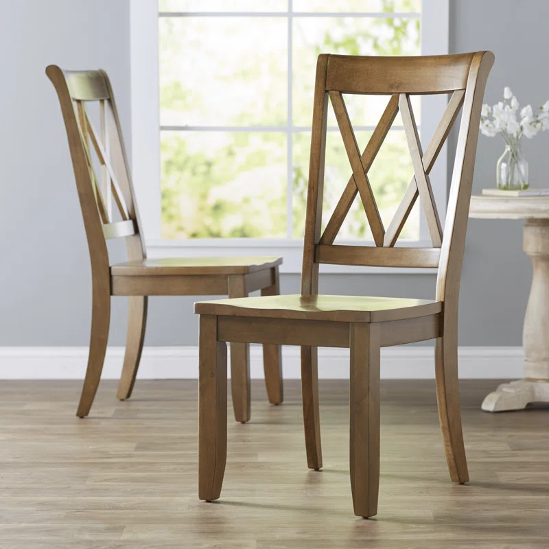Light Brown Saint-Gratien Cross Back Side Chair (Set of 2) | Wayfair North America