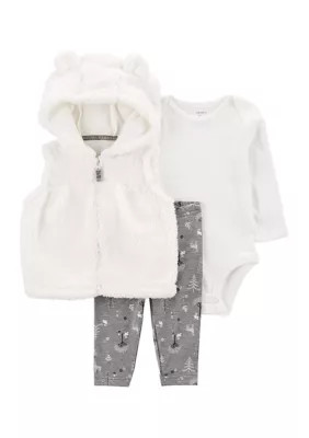 Carter's Baby Girls 3 Piece Vest Set, Ivory, Newborn | Belk
