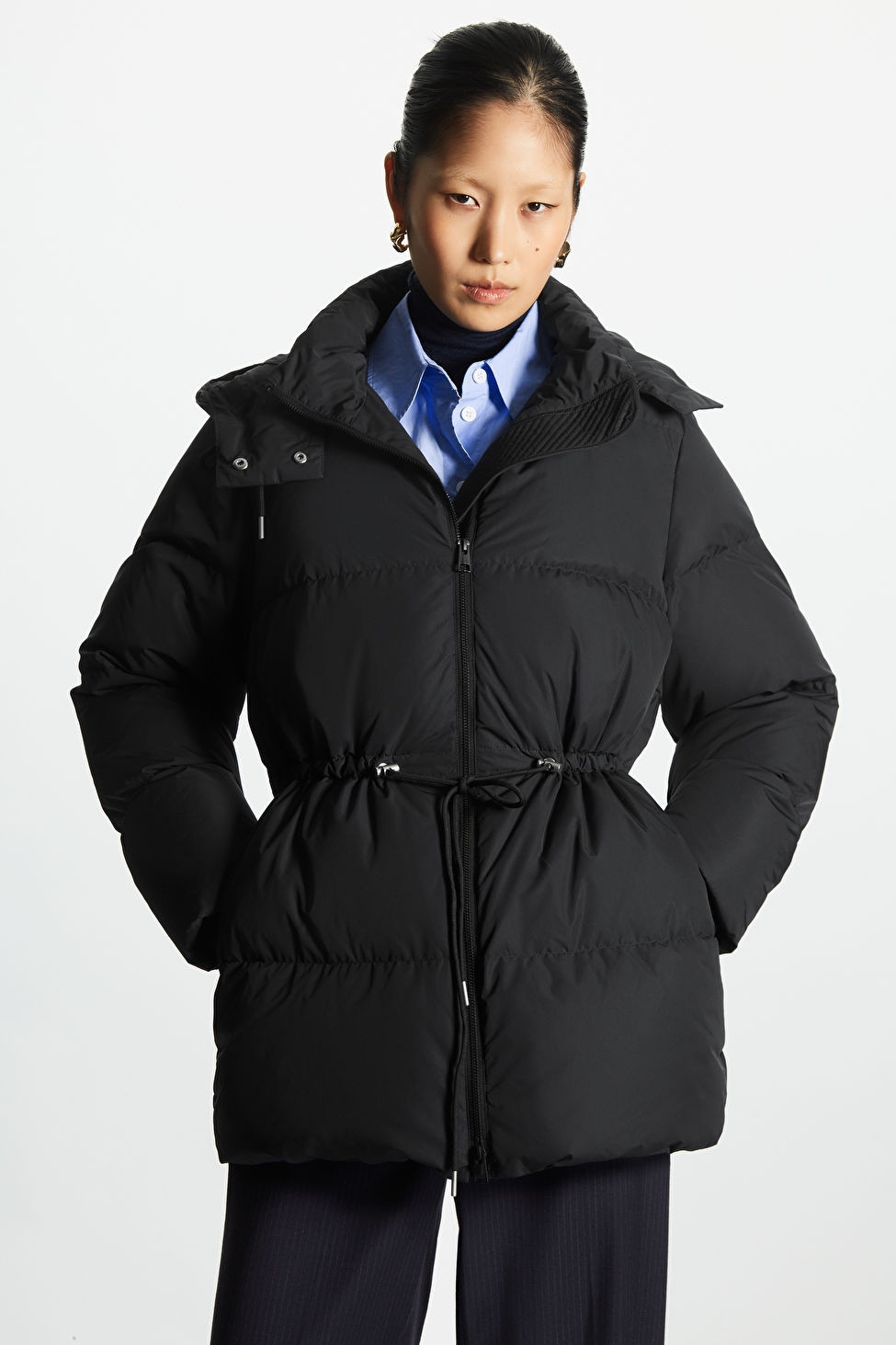 DRAWSTRING-WAIST PUFFER COAT - BLACK - COS | COS (EU)