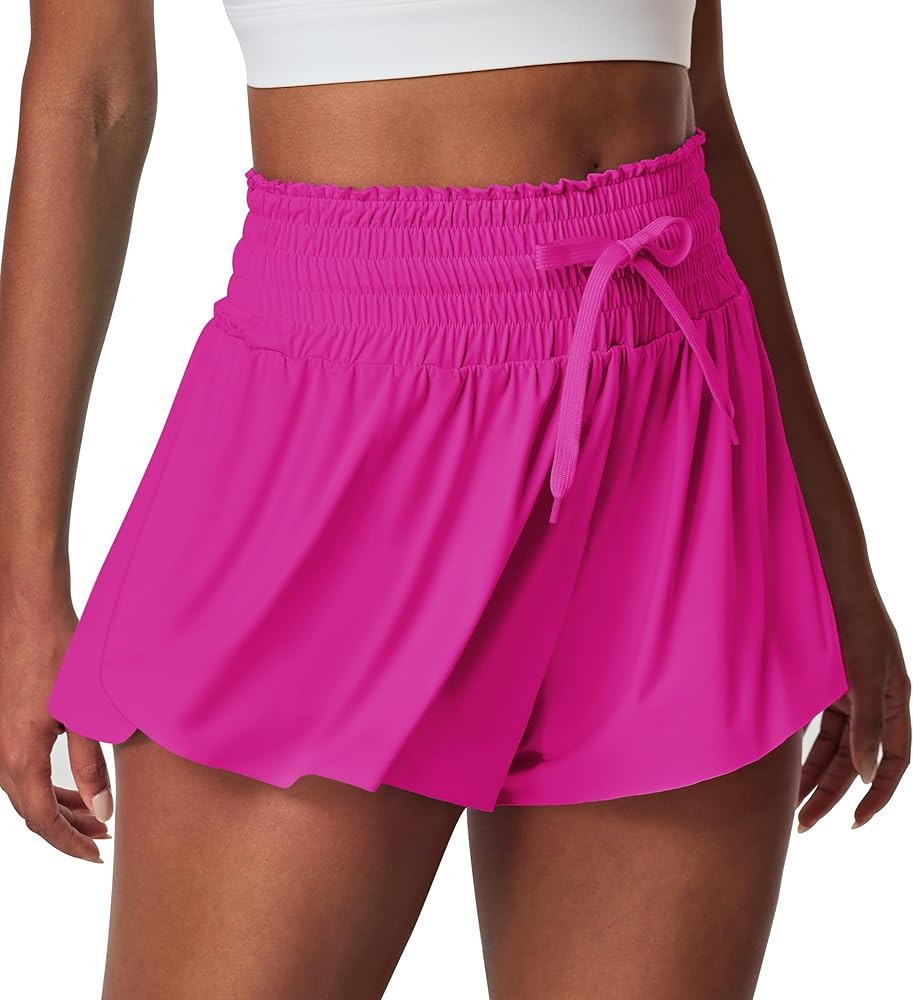IUGA Athletic Shorts for Women High Waisted Butterfly Shorts Flowy Running Workout Tennis Skorts ... | Amazon (US)