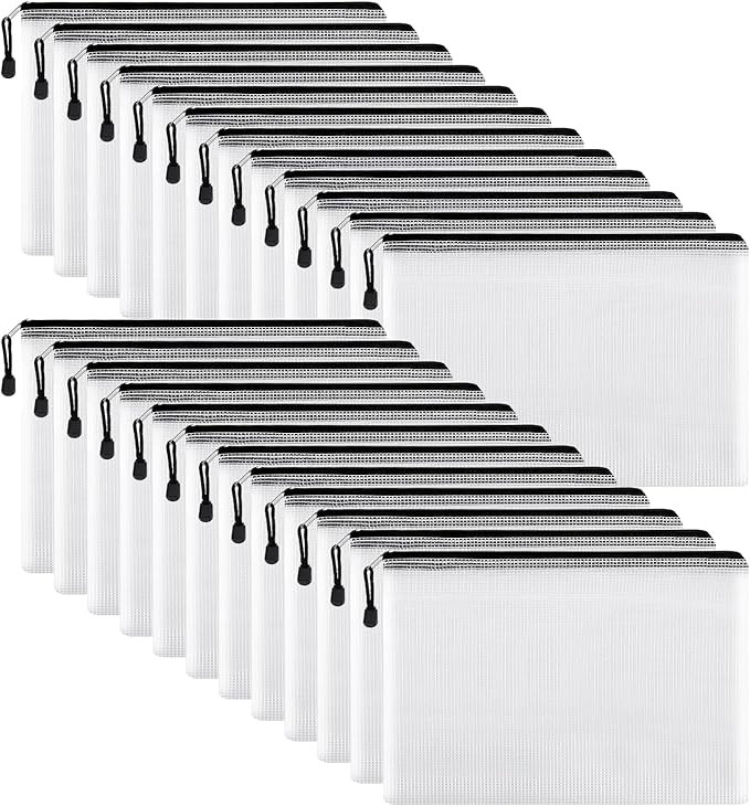 EOOUT 24pcs Mesh Zipper Pouch Bags, Plastic Zipper Bag for Organizing 13.5x9.5 Inches Letter Size... | Amazon (US)