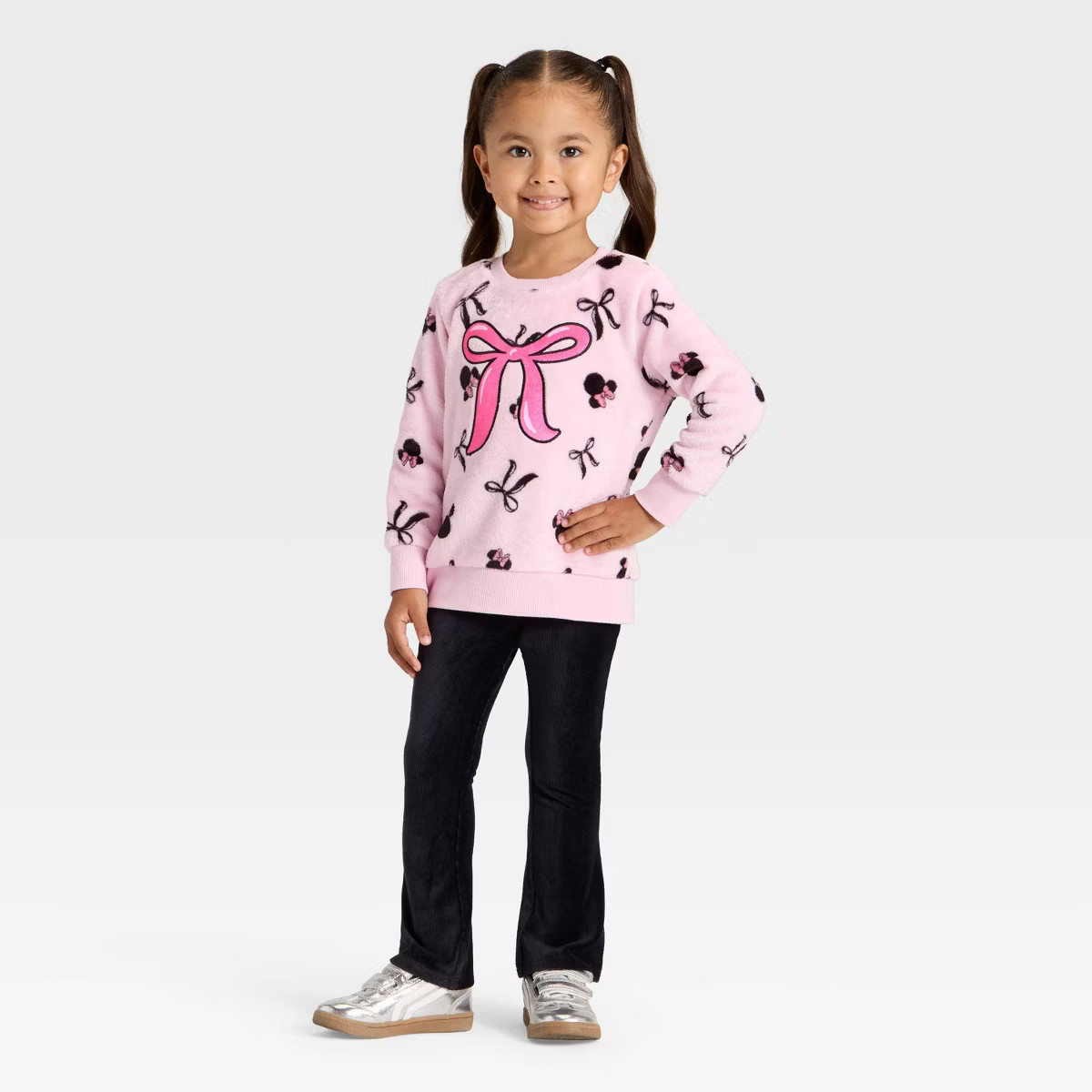 Toddler Girls' 2pc Disney Minnie Mouse Bow Cozy Woobie Pullover and Velour Bottom Set - Pink | Target
