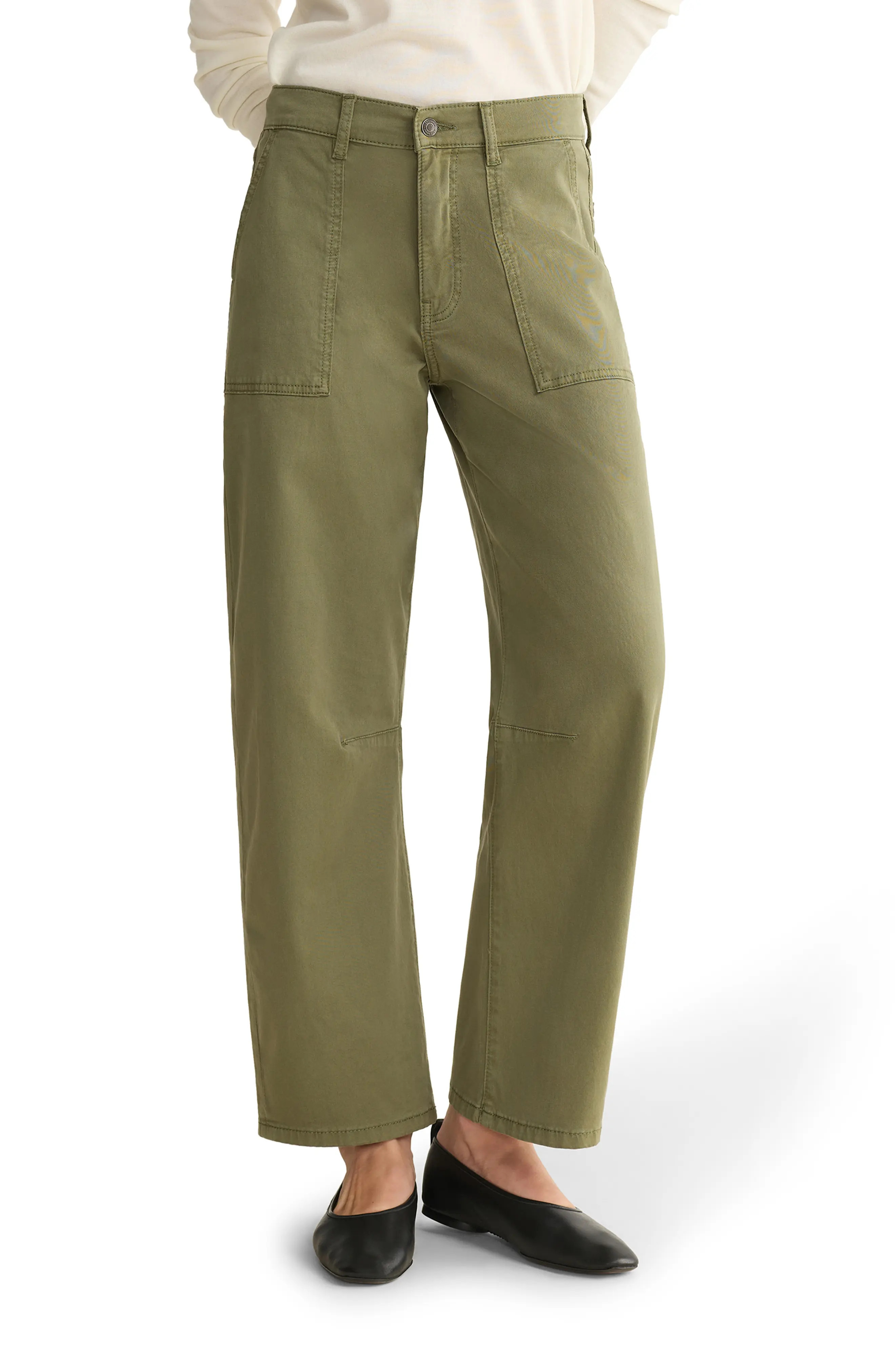 WARP+WEFT BNA Soft Curve Barrel Twill Pants in Four Leaf Clover at Nordstrom, Size 32 | Nordstrom