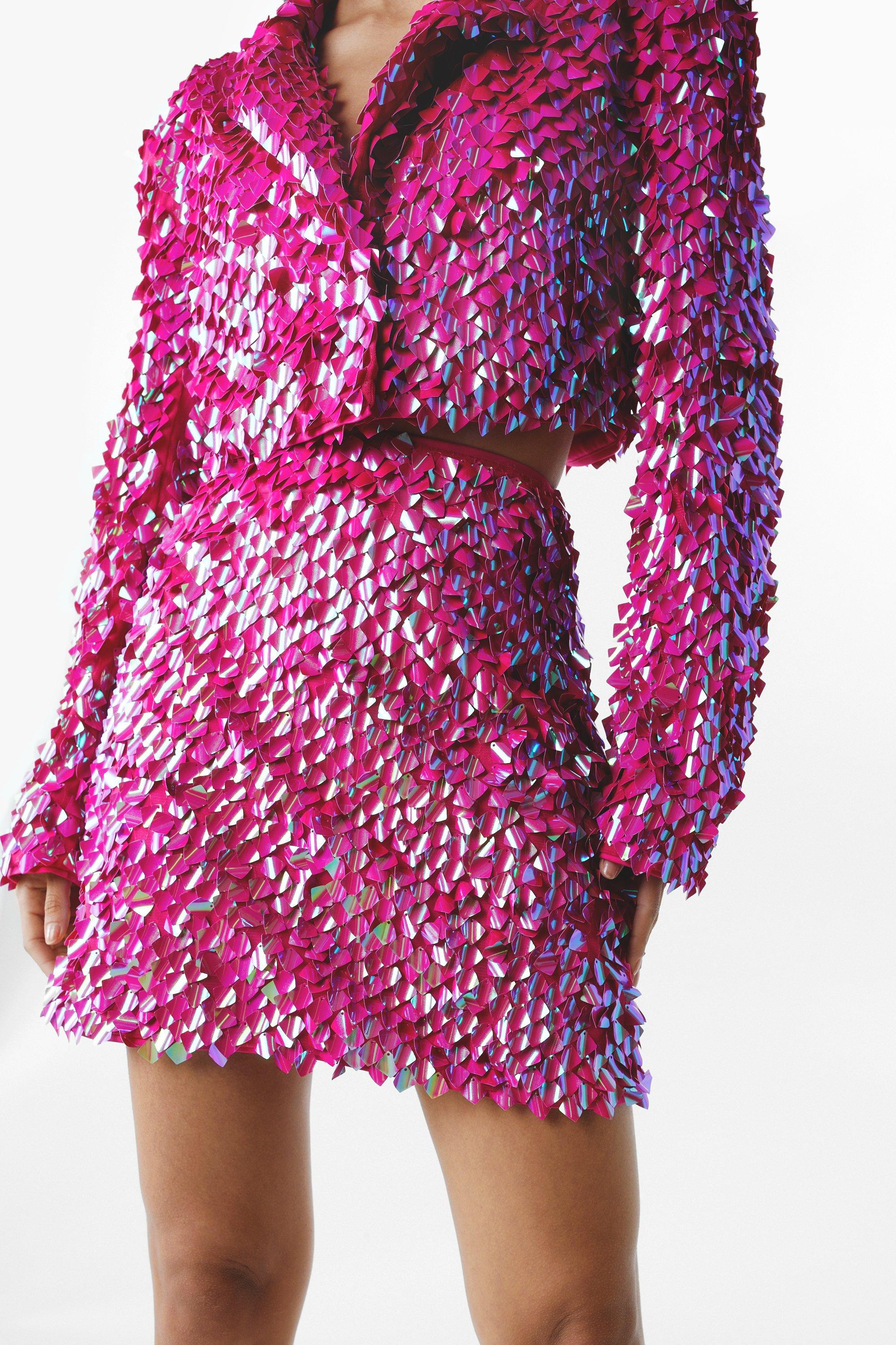 Womens Premium Disc Sequin Mini Skirt - Pink - 8 | Nasty Gal (US)