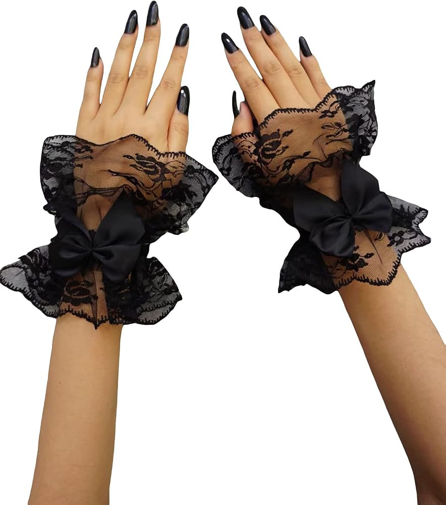 SHENHE Women's Lace Cuffs Lolita Wedding Wrist Length Fingerless Bridal Prom Gloves | Amazon (US)