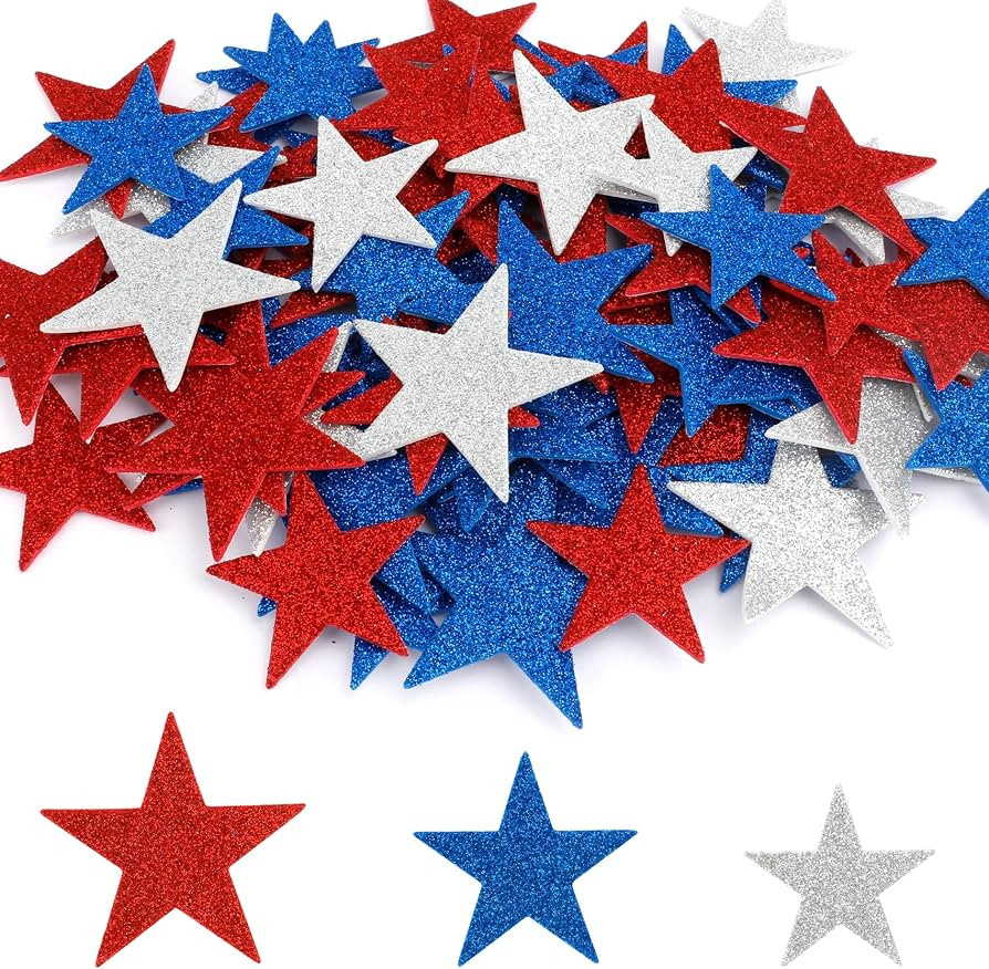 Star Stickers, 100 PCS 4th of July Foam Stickers, Patriotic Sticker for Kids Crafts, Self Adhesiv... | Amazon (US)