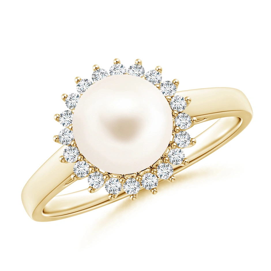 Freshwater Pearl Ring with Floral Halo | Angara | Angara US
