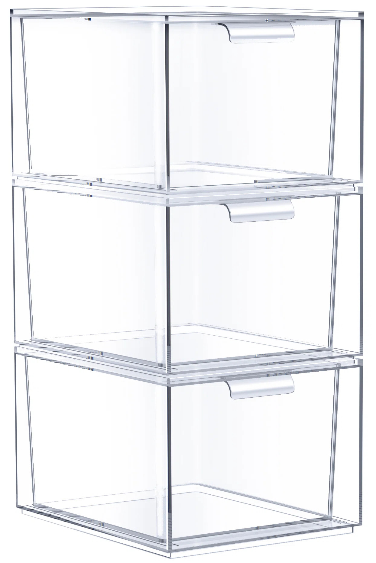 3 Pack Clear Stackable Acrylic Kitchen and Bathroom Drawer Organizers | Wayfair North America