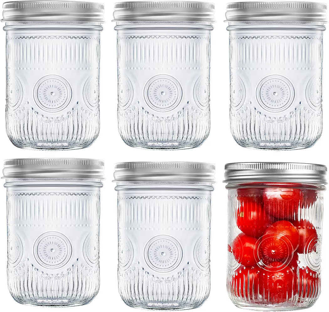 Amzcku 16oz vintage Mason Jars, Wide Mouth Canning Jar, 6 Pack | Amazon (US)