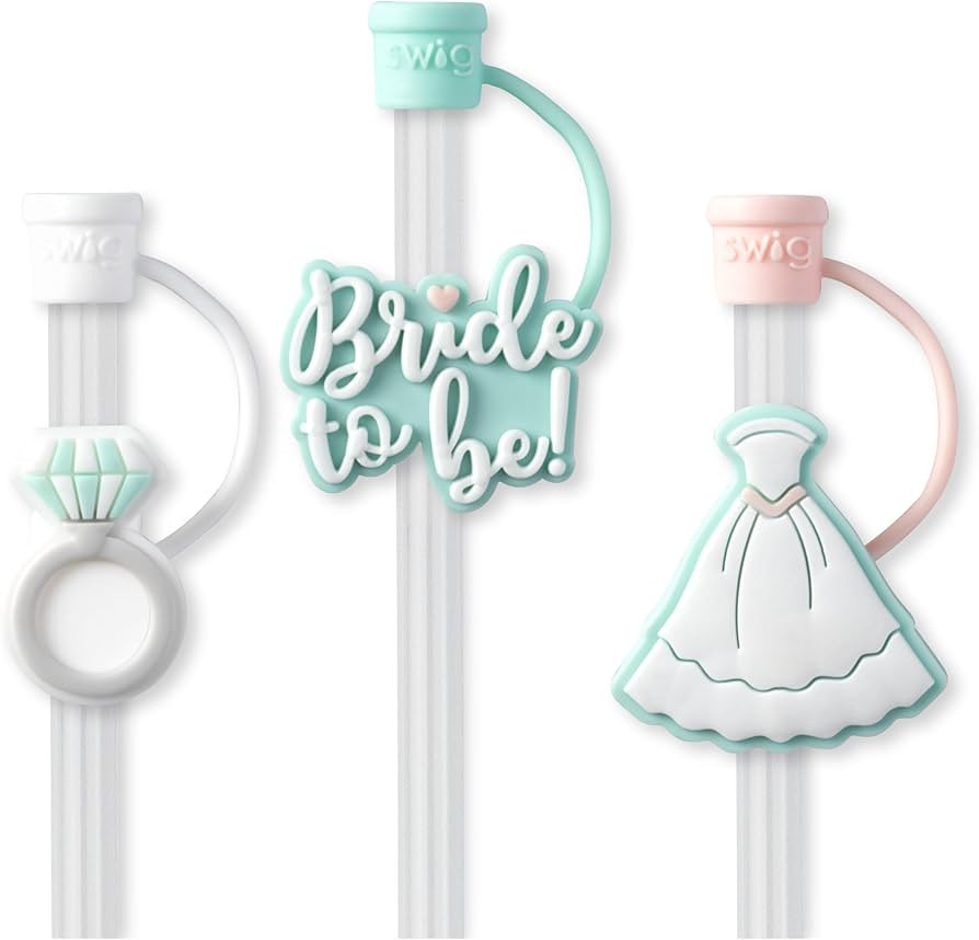 Swig Straw Toppers Set, 3 Reusable Straws with 3 Silicone Covers, Cover Cap with Customizable Len... | Amazon (US)