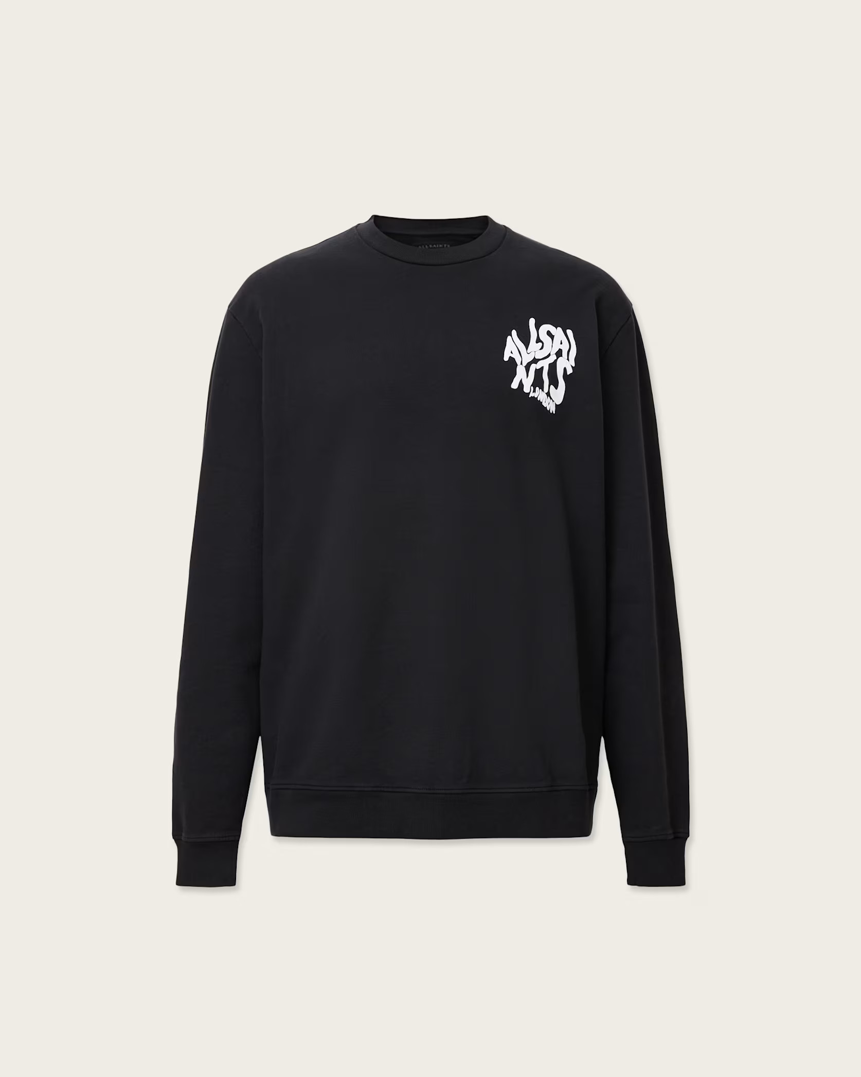 Orlando Oversized Crew Neck Sweatshirt Jet Black | ALLSAINTS | AllSaints UK