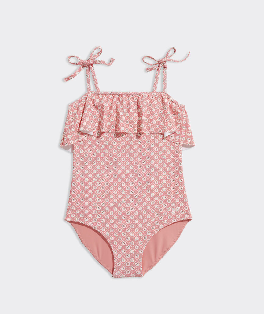 Girls'  Ruffle Neck One-Piece | vineyard vines