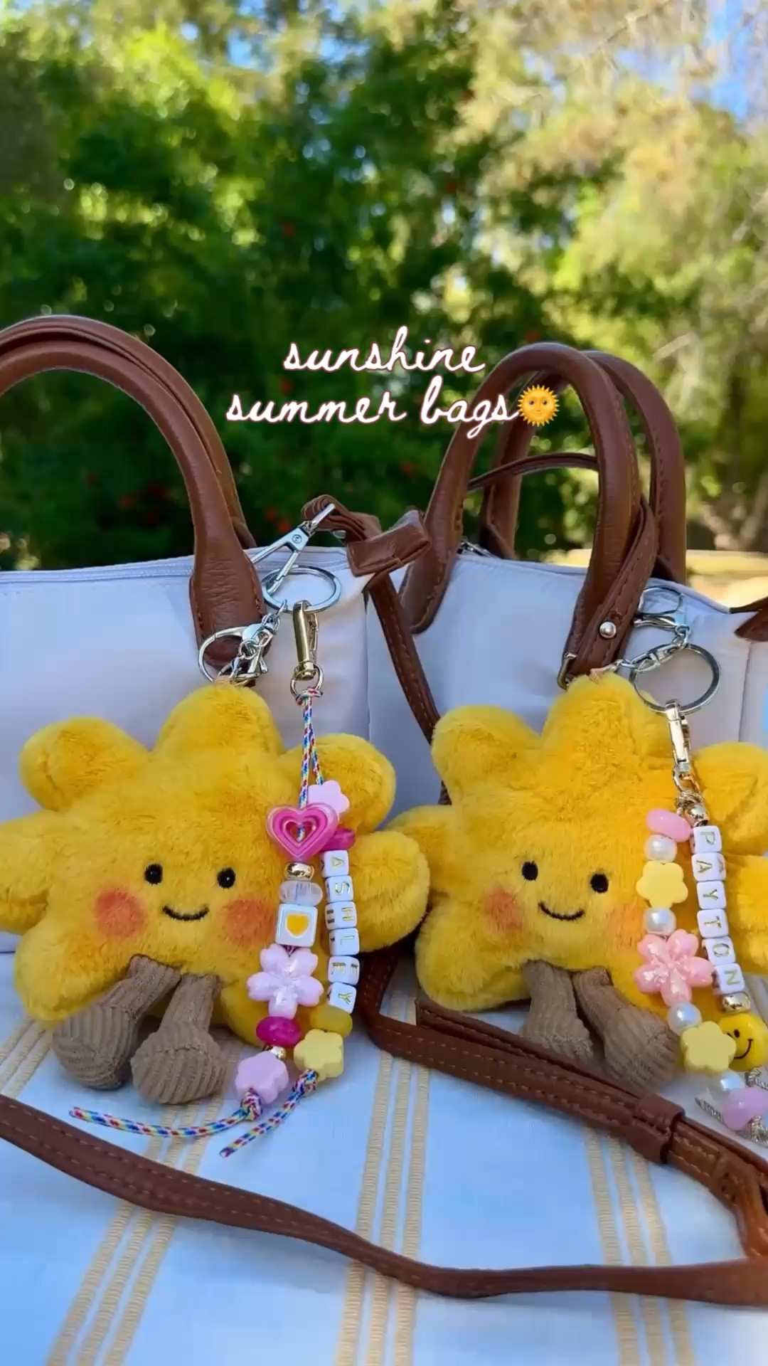 Sunshine summer bags! These mini totes are everything! Add a plush sun and a diy bag charm!🫶🏻🌞🌺

#LTKgrwm #LTKootd #LTKSeasonal