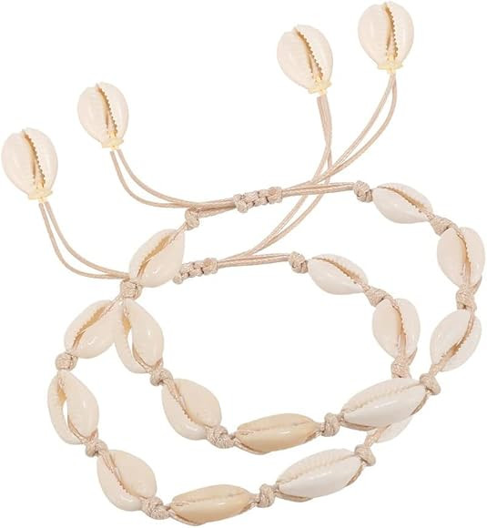 ZHQI Nature Shell Pearl Anklet Bracelet Adjustable Boho Beach Rope Handmade Foot Jewelry for Women G | Amazon (US)