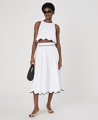 Women's Alexis Cotton Scalloped Crop Top & Alexis Cotton Scallop Midi Skirt | Macy's