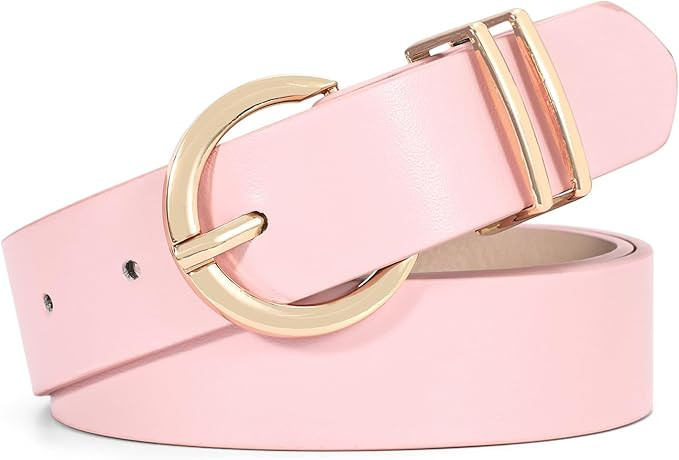 WHIPPY Women Leather Belt Fashion Design belt Gold Buckle Ladies Belt for Jeans Pants Dresses | Amazon (US)