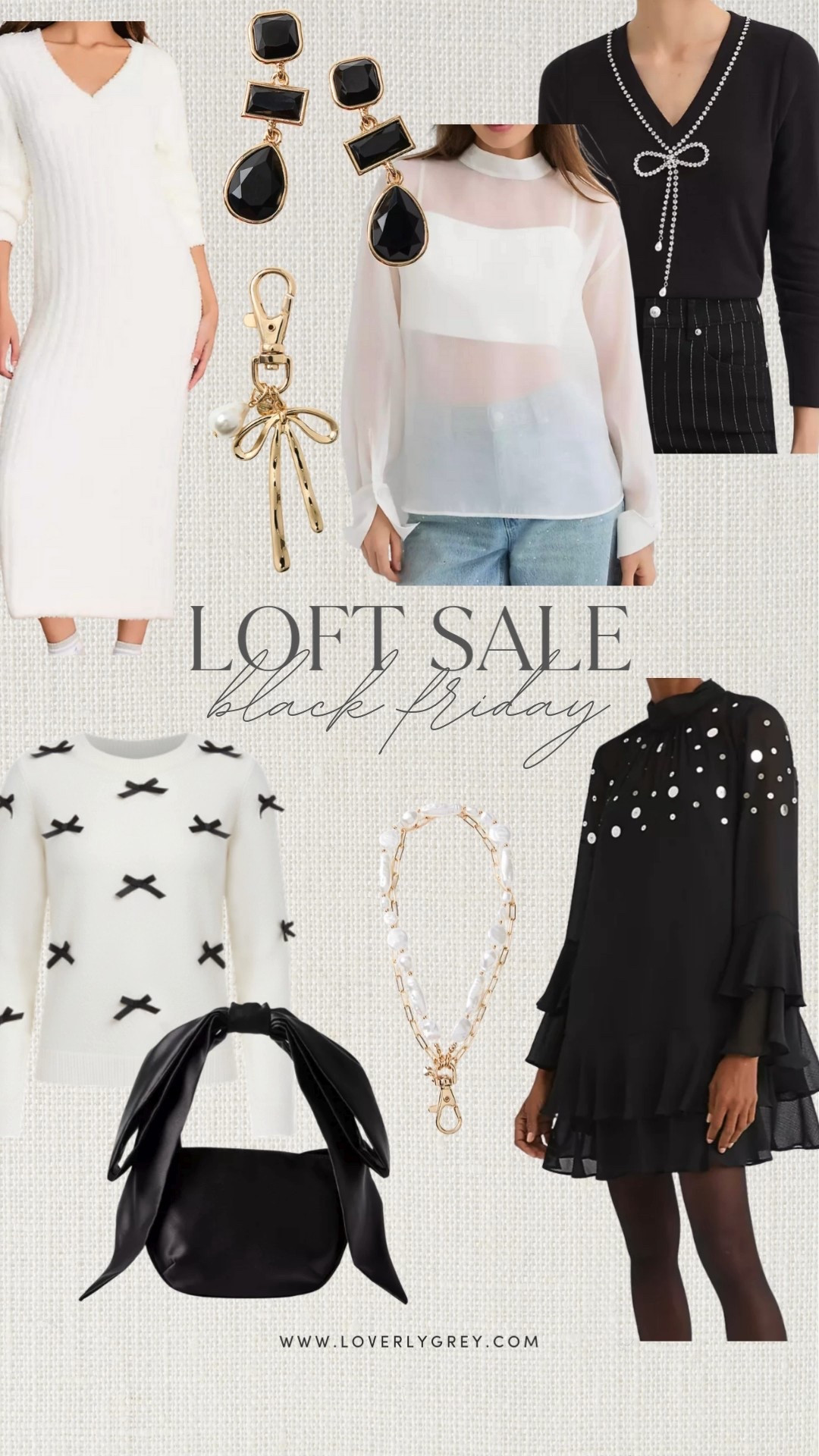 Loverly Grey’s LOFT Black Friday sale picks. 50% off everything! Loving this embellished dress for a holiday party and this bow trimmed sweater for Christmas! 

#LTKCyberWeek #LTKSaleAlert #LTKHoliday